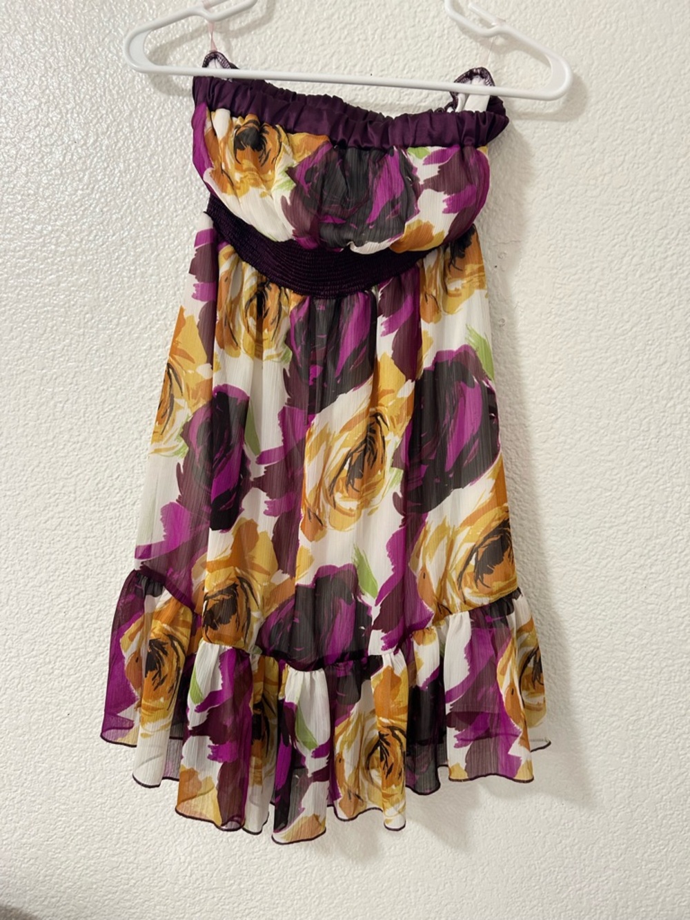 Twenty Floral Sundress in Purple, Gold, Black, White